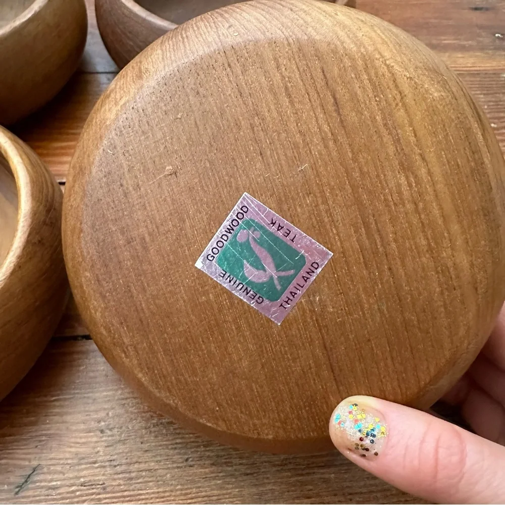 NWT Vintage Goodwood Thailand Genuine Teak bowls Set of 4